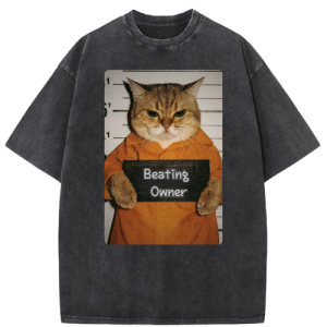 Beatimg Owner Cat Washed T-shirt