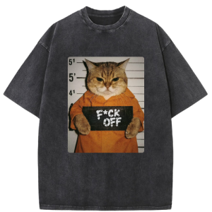 Fuck Off Cat Washed T-shirt