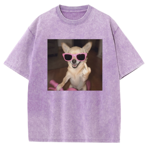 Sunglasses Dog Washed T-shirt - Image 5