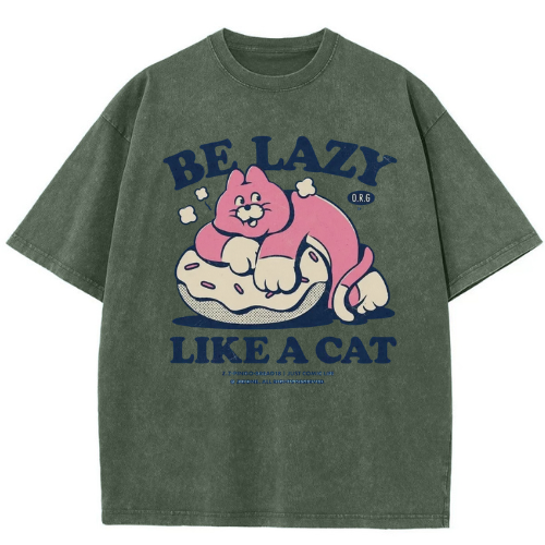 Lazy Cat Washed T-Shirt - Image 4