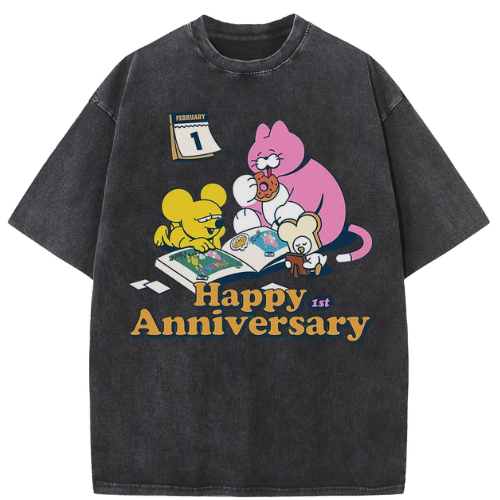 Happy Anniversary Washed T-Shirt - Image 2