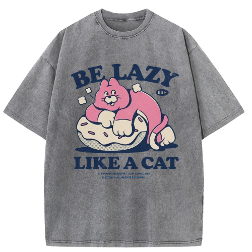 Lazy Cat Washed T-Shirt - Image 5