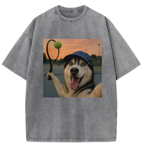 Playing Tennis Husky Washed T-shirt - Image 2