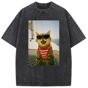 Sailor Cat Washed T-shirt
